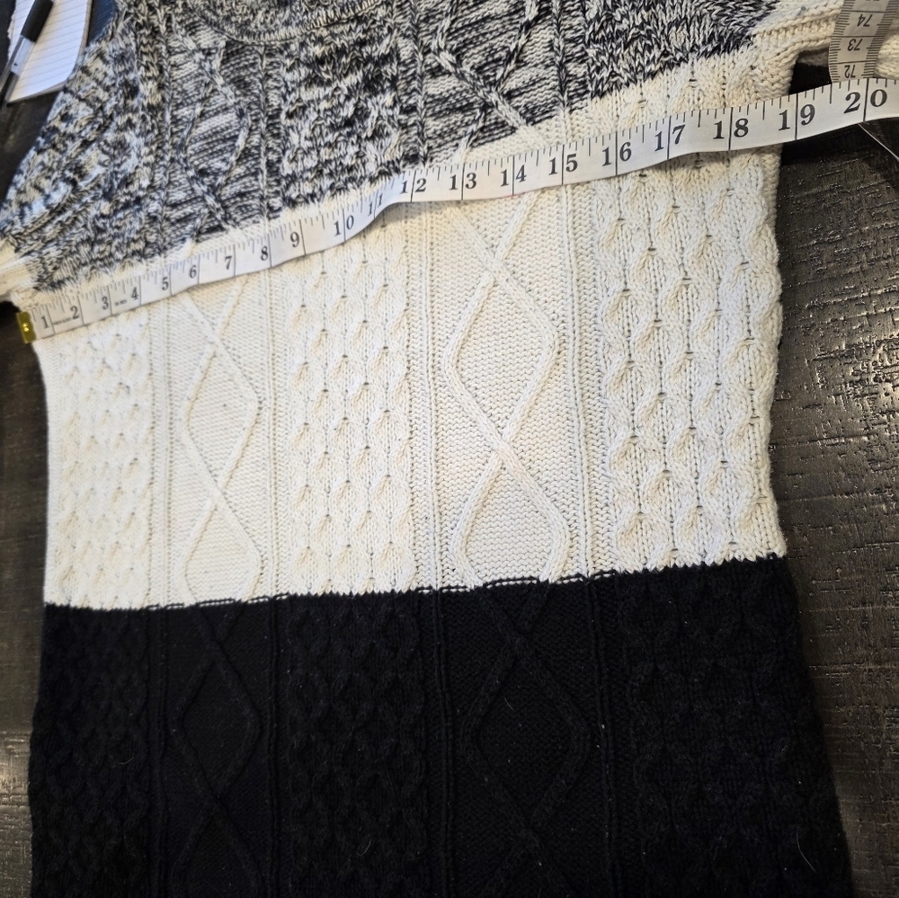 Karen Scott Black and White Cable Knit Sweater - Picture 5 of 7